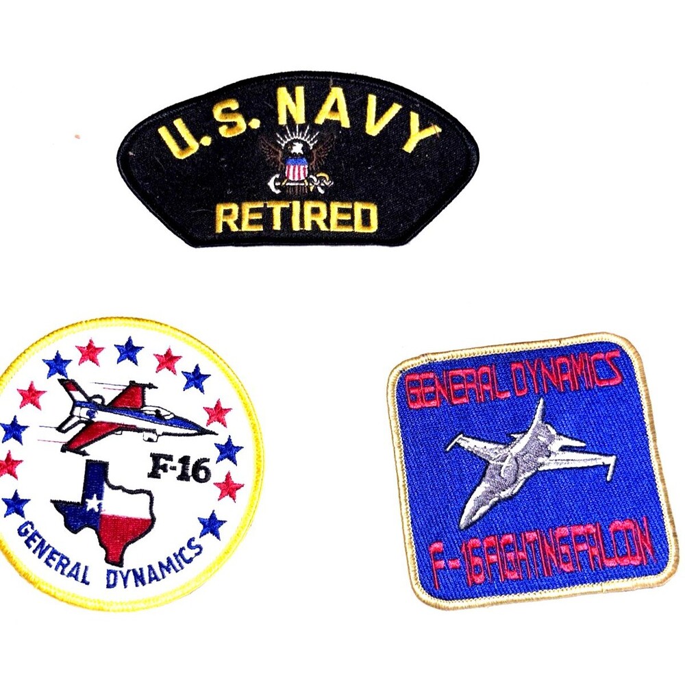 Lot Of 3 Patches -General Dynamics And US Navy Retired